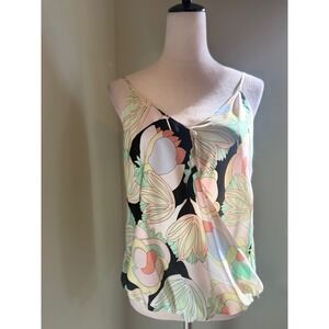 BAILEY 44 Floral Print Cami Tank Top Women's Small V  boho retro fairy Y2K green